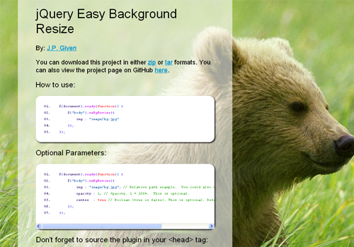 jQuery Easy Background Resize jQuery Easy Background Resize